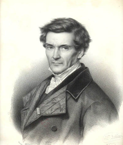 Gaspard-Gustave Coriolis (1792-1843) en un retrato de 1841.  Coriolís tuvo la suerte de que una de las más importantes aceleraciones ficticias que se producen en sistemas en rotación, y que habían sido identificada y descritas antes por varios físicos desde Laplace hasta Riccioli, llevara finalmente su nombre.